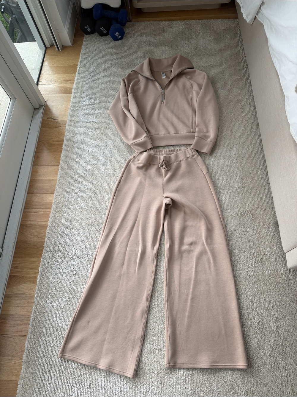 SPANX Wide-Leg Knit Lounge Pants in Dusty Pink